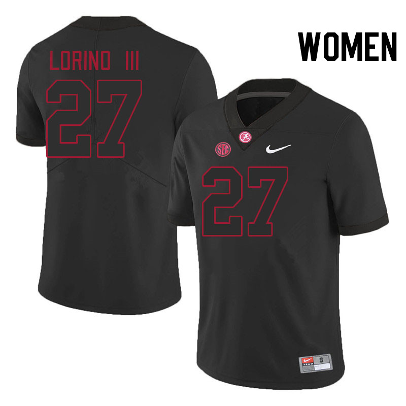 Women #27 Michael Lorino III Alabama Crimson Tide College Football Jerseys Stitched-Blackout